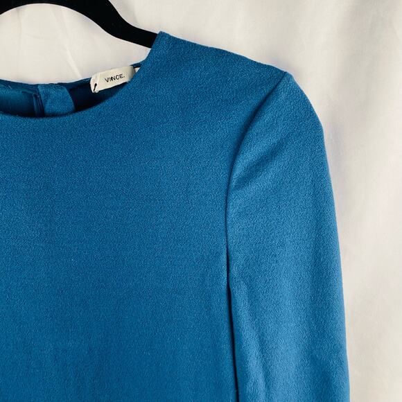 Vince Long Sleeve‎ Blue Teal Career Minimalist Classic Sheath Dress Size XS - Picture 11 of 11